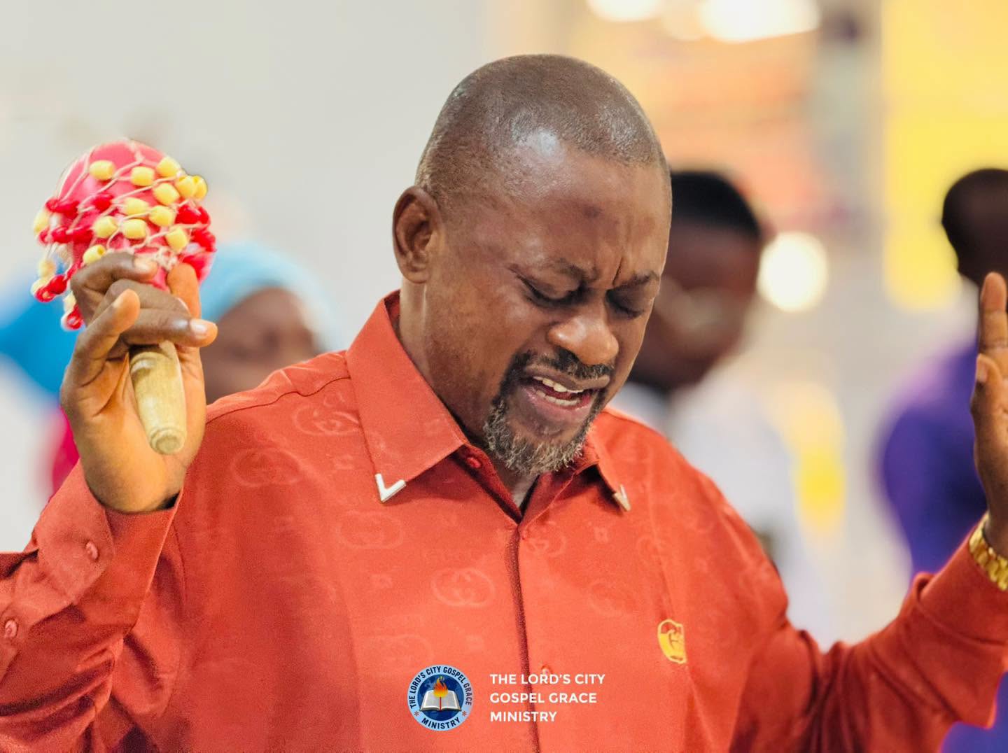 A man praying during a church gathering