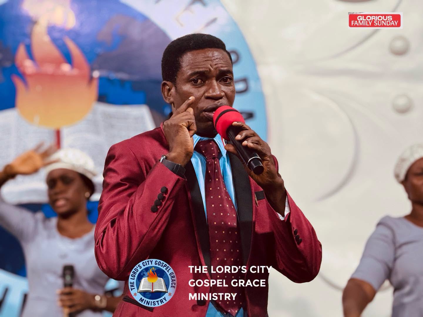 Pastor ministering during a church service